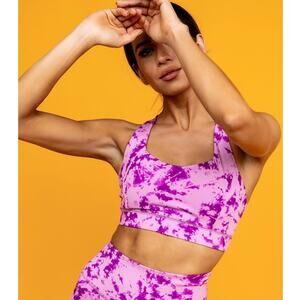 IVL Collective Athletic Sports Bra Crop Top Purple Tie Dye Size 8